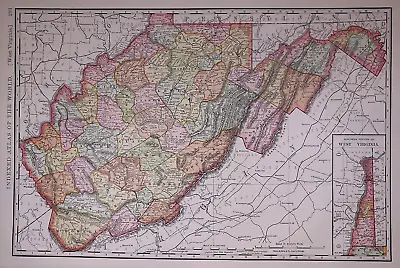 Old 1897 Map ~ WEST VIRGINIA ~ Authentic Atlas Map (LG15x22) Free S&H -#056 • $20
