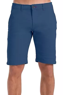 Mens Chino Summer Shorts Casual Cotton Slim Fit Spandex Half Pale Blue Pants • $13.59