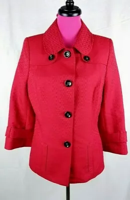 Mary Kay Consultant Star Blazer Jacket Size M Red Geometric Button Down Lined • $28.90