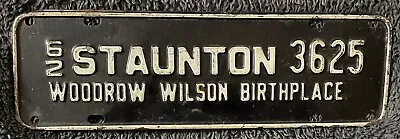 1962 Staunton Virginia License Plate Topper Woodrow Wilson Birth Issue #3625 • $32.99