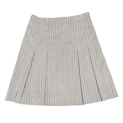 ISAAC MIZRAHI For Target Women’s Sz 8 Pleated Skirt Striped Grey White 0823 • $14.98