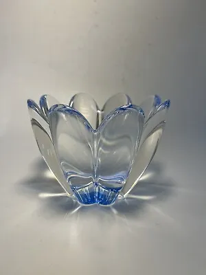 Orrefors Blue Crystal Lotus Petal Bowl Signed. • $23