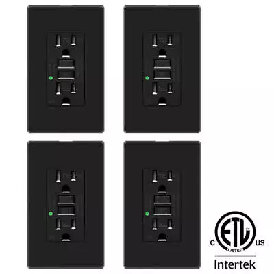 4× Black GFCI Outlet 15 Amp15A/125V Ground Fault Circuit Interrupter Receptacle • $49.87