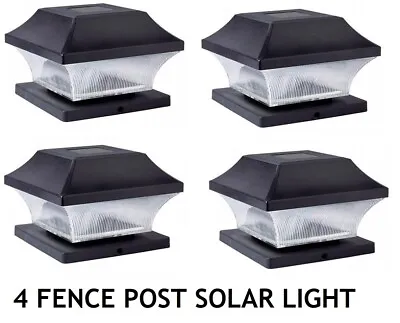 Outdoor Solar Powered LED Deck Post Light Garden Cap Square Fence Landscape Lamp • £27.99