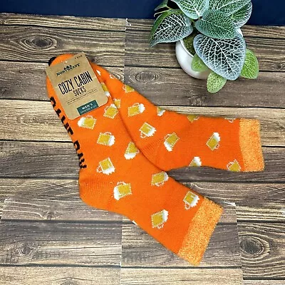 Northeast Outfitters Mens Cozy Cabin Socks Game Day NWT Size Large (Orange/Navy) • $10