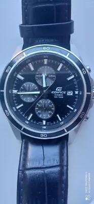 Casio Edifice EFR-526 Mens Stainless Steel Analog BLACK Dial Quartz Watch • $60