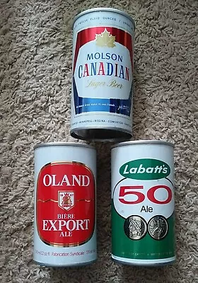 3 DIFFERENT EMPTY CANADIAN BEER CANS Straight Steel MOLSON - OLAND - LABATTS 50 • $7.99