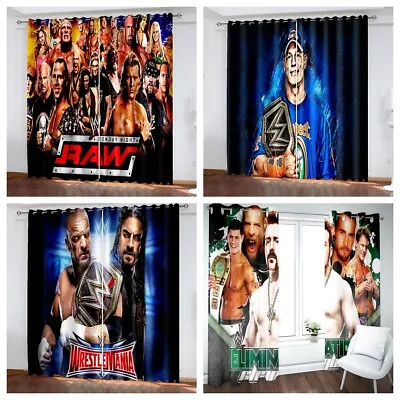 Modern 3D WWE Wrestling Blackout Curtains Boys Bedroom Curtains Ring Top Eyelet • £28.50