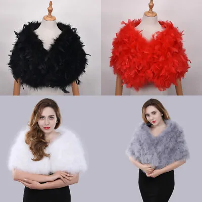 Real Ostrich Feather Fur Shawl Shrug Cape Wraps For Bride Wedding Party • $43