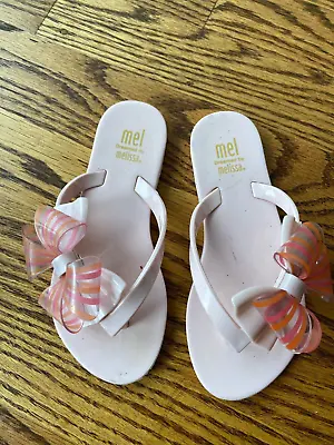MEL By MINI MELISSA Pink Bow Flip Flops Sandals Size 11 Kids • $8.99
