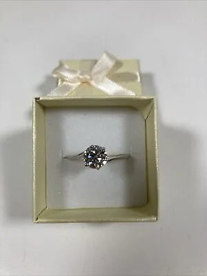 Moissanite Solitaire Bypass Ring Platinum Overlay Sterling Silver 1.22 Ct (Sz Q) • £26.99