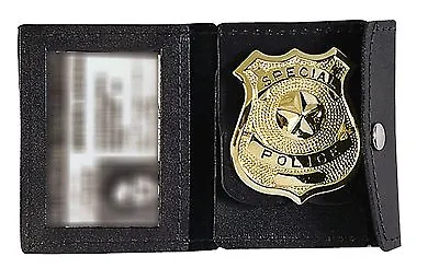 $13.99 • Buy Black Leather Law Enforcement Badge & ID Holder  Style 1129