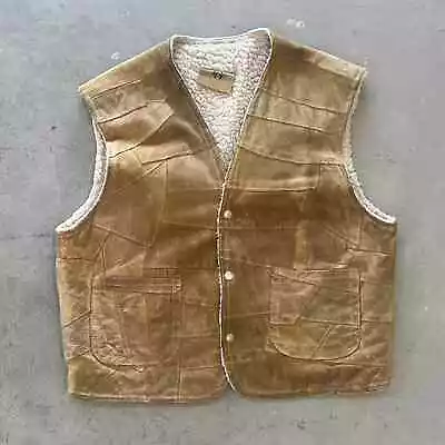 Vintage 70s Patchwork Handmade Fleece Suede Vest  • $59.99