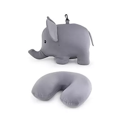 Kikkerland Zip & Flip Stuffed Elephant Travel Neck Pillow Sleep Support Fun Gift • £31.29