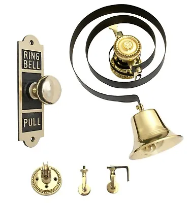 £79.94 • Buy Victorian Butlers Bell Kit With Rectangular Brass Pull Rope Brass Bell & Pulleys