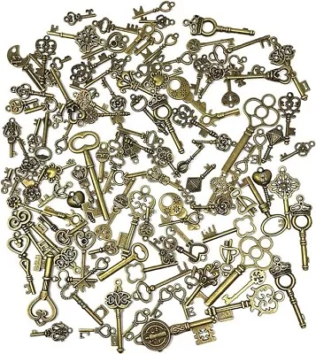 Lot Of 125 Vintage Style Antique Skeleton Furniture Cabinet Old Lock Keys Jewelr • $12.87