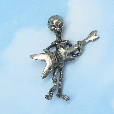 Alien Pewter Necklace Stainless Steel Chain Electric Guitar Music Charm Land • $9.99