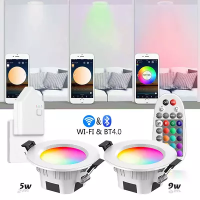 £51.42 • Buy RGB+CW+WW  LED Recessed Ceiling Light Downlights Spotlight Bluetooth Control UK