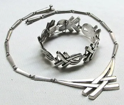 Vtg Sterling Silver Set Necklace Bracelet MARGOT De TAXCO 5870 Eagle 16 Sign 75k • $585.95