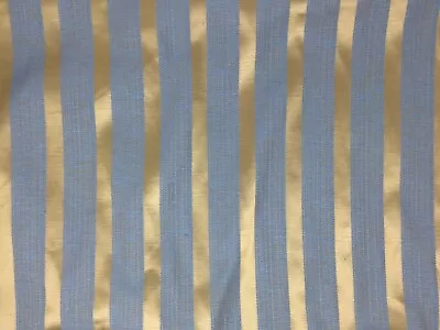 Laura Ashley Gold Blue Stripe Fabric Material - Price Per Metre • £29.99