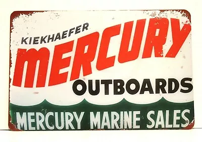 Mercury Outboard Boat Engines Tin Poster Sign Vintage Look Ad Man Cave Garage XZ • $10.97