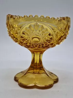 Vintage Kemple Wheaton Amber Glass Footed Pedestal Beautiful Starburst Design • $17