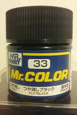 Gunze Sangyo  Mr Color  Acrylic Paint C-33 Flat  Black 10ml.   • $2.99