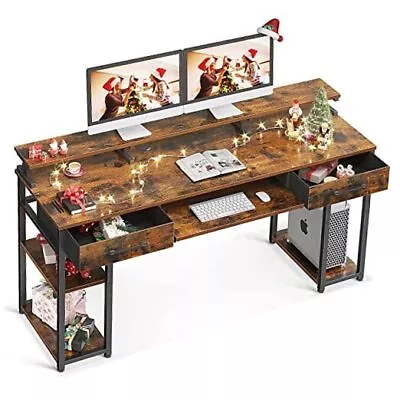  Computer Desk Office Desk With Keyboard Tray Writting Desk 63 Inch Vintage • $256.12