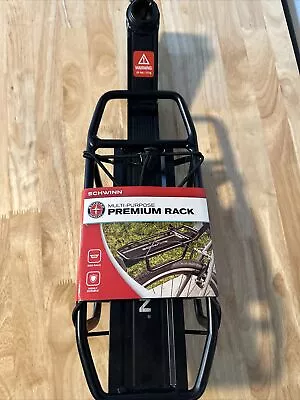 NEW SCHWINN Deluxe ALLOY Rear BIKE RACK Lightweight BLACK Durable BICYCLE Cargo! • $14.99