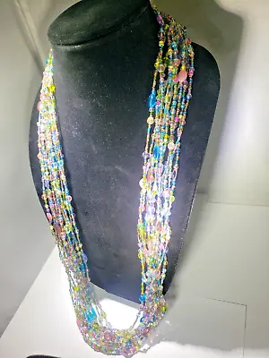 $25 • Buy Vintage Joan Rivers Torsade Multi Strand Pastel Czech Glass Bead Necklace 36 