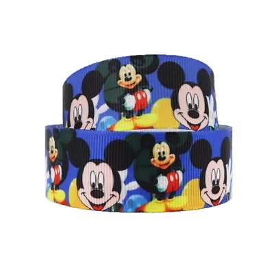 2 Metre Blue Mickey Mouse Ribbon Size 1 Inch Headbands Hair Bows Birthday Cake • £1.40