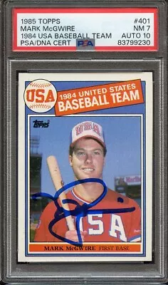 1985 Topps # 401 Signed Mark Mcgwire Psa 7 Nm Psa/dna Auto 10 • $145