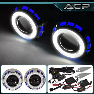 $68.99 • Buy 2.5  Halo Projector Angel Eyes HID Bixenon Retrofit Headlight Round Blue White