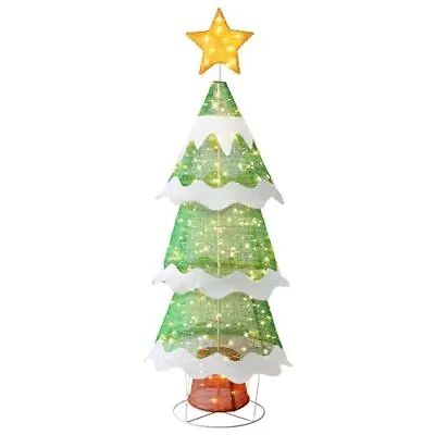 Lighted Christmas Tree Outdoor Christmas Decorations 6.5ft Lighted Pop-Up Chr • $71.97