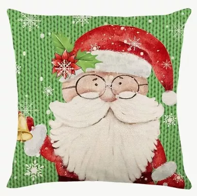 SANTA CLAUS Vintage Fun Christmas Throw Pillow Cover Winter Holiday Home Decor • $13.56