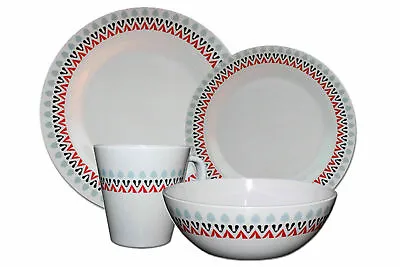 16 Pieces Melamine Camping Caravan Picnic Outdoor Dining Dinner Plates Set For 4 • £49.95