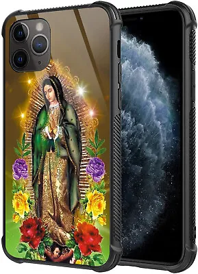 IPhone 7 8 Plus X MAX 11 Pro Max 12 13 Elegant Glass Case La Virgen De Guadalupe • $14.99