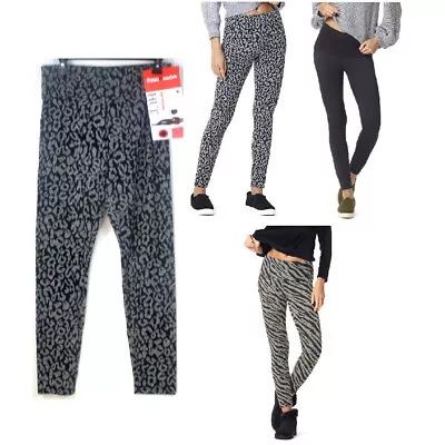 Womens Hue Curl Up Waist Ultra Brushed Leggings Choose Size & Pattern New U22750 • $14.49