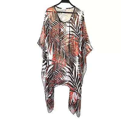 Catherines Kimono Top Poncho Tropical Cover Up Kaftan One Size • $21.99