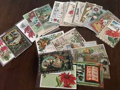 Lot Of 25 Vintage 1900’s~ CHRISTMAS~Postcards Antique Xmas-in Sleeves-Free Ship • $49.95