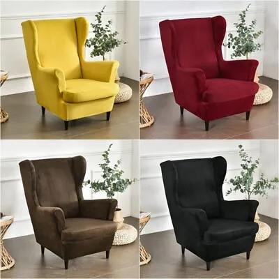 Velvet Chair Cover Wingback Sofa Covers With Seat Cushion Cover Footstool Covers • $21.24