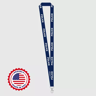 $7 • Buy Premium Quality Blue & White POLICE  Lanyard Law Enforcement NEW!