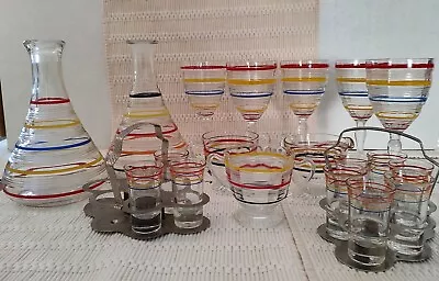 Vintage Anchor Hocking Fiesta Glassware Set - Decanters Wine & Shot Glasses • $80