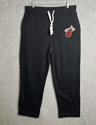 Miami Heat Pants Mens Large Black NBA Basketball Sweatpants Joggers Cotton Poly • $12.59