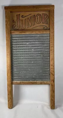 Vintage National Washboard Co. No. 795 Junior Zinc Wood Great Graphics! • $49.41