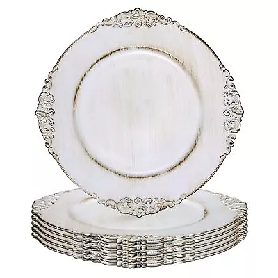 Antique White Charger Plates 13  Round Chargers For Dinner Plates Set Of 6 Pl... • $42.23