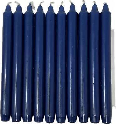 Pack Of 10 Highest Quality Gouda Dark Blue 25cm Tapered Dinner Candles Unscented • £8.95