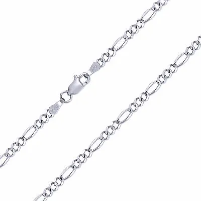 10K Solid White Gold Figaro Necklace Chain 3mm 16-24  - Polished Link Men Women • $318.25