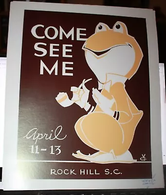 Vernon Grant Artwork Frog Autographed Rock Hill SC  Come See Me Poster Brown • $80