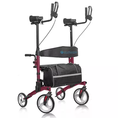 Deluxe ELENKER Upright Rollator Walker Walking Mobility Medical Aid For Senior • $95.99